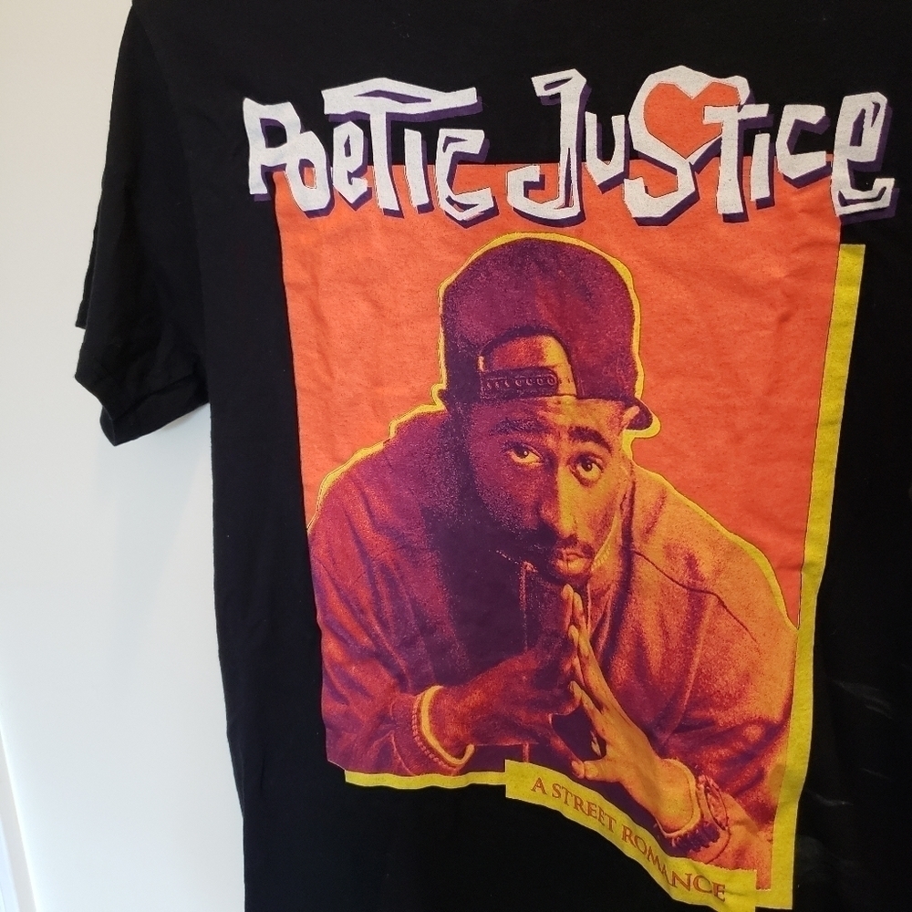 Poetic Justice Graphic T-Shirt Black Tupac Shakur Size Small